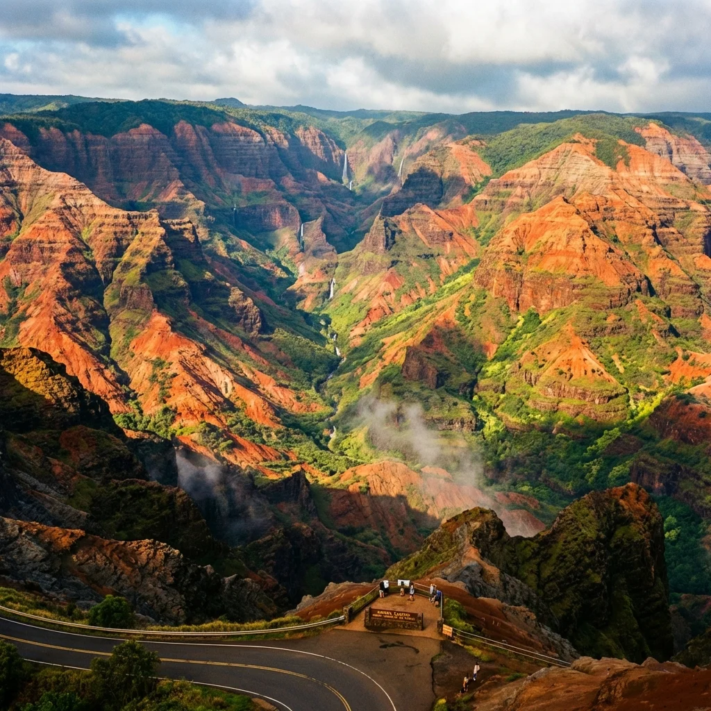 Scenic Kauai Jeep drive to Waimea Canyon lookout
