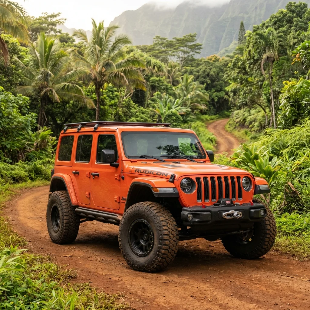 Off-road Jeep Rubicon rental Kauai Hawaii adventure